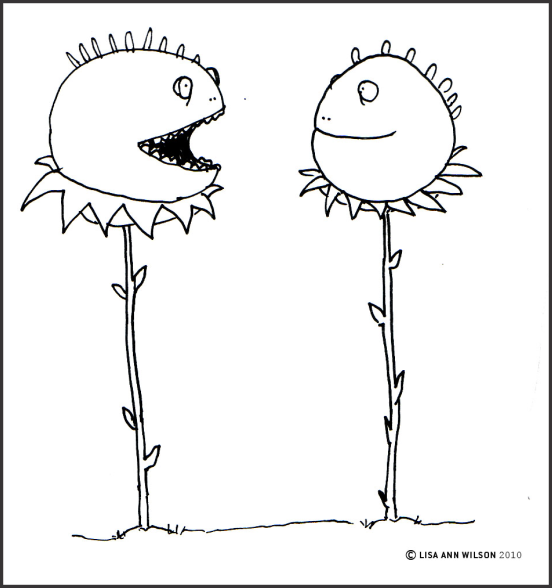 cartoon of plants talking to each other